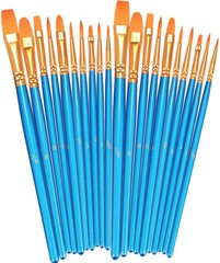 BOSOBO Paint Brushes Set, 20 Pcs Small Paint Brush Kit Round Flat Tip Nylon Hair