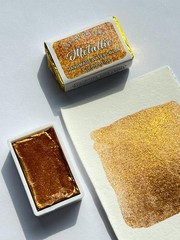 Clementine Full Pan Glitter Metallic Watercolor Paint Pearlescent Artists