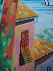 LARGE PAINT BY NUMBER 28 x 24″ Cafe Street Scene Lake MOUNTAIN handmade