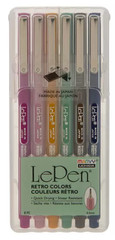 Marvy Uchida Retro LePen Pigment Pens – 6 Piece Set New