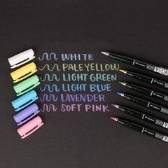 56448 Fudenosuke Brush Pens, Pastel, 6-Pack