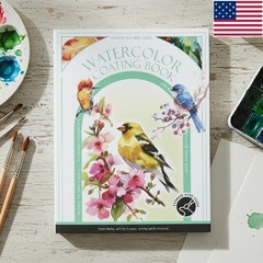 Watercolor Coloring Book Water Color Paper Book Paint Set (Flower and Bird)
