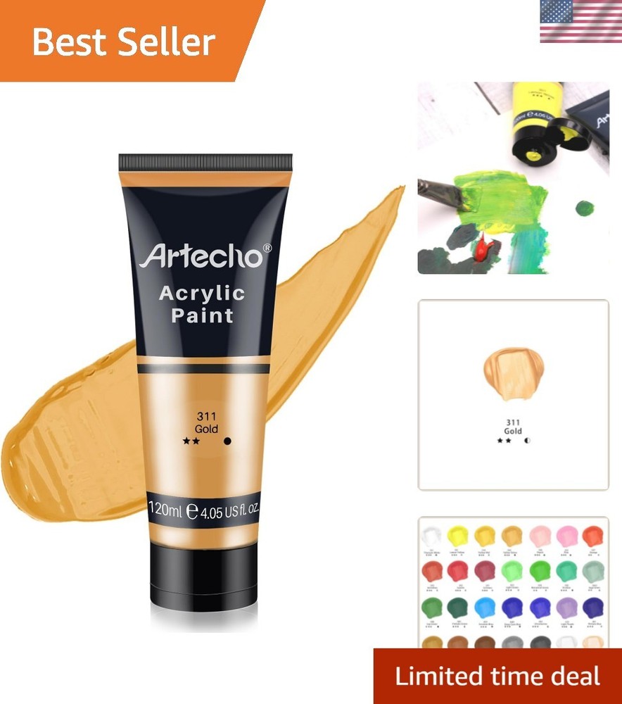 Versatile Gold Acrylic Pigment 4.05oz – Perfect for Canvas, Fabric, and More