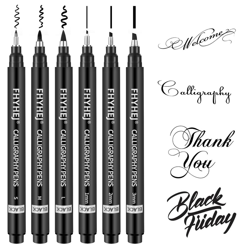 Calligraphy Pen,6 Size Calligraphy Pens for Writing,Brush Pens Calligraphy Se…