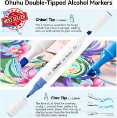 48-Color Double Tipped Markers Chisel & Fine Art Set for Adults & Student