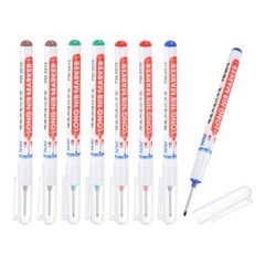 8Pcs Long Head Deep Hole Marker Pens (Blue, Red, Green, Brown)