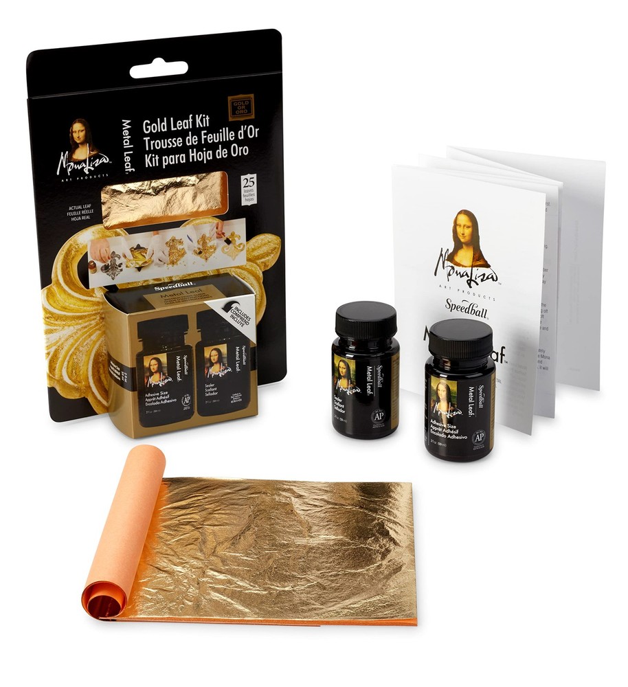 Mona Lisa Composition Gold Leaf Kit, Includes 25-Sheets, Adhesive and Sealer …
