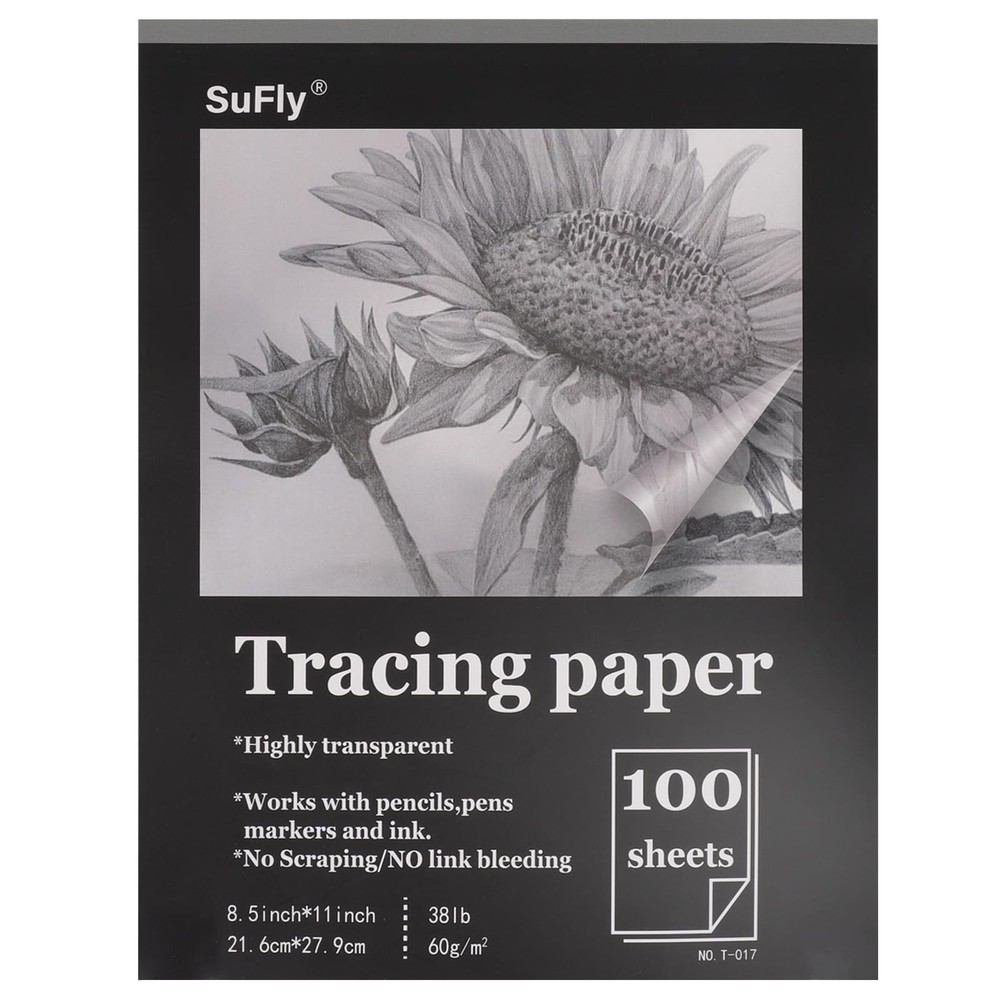 Tracing Paper 8.5×11 inch, 100 Sheets Transparent 8.5-x-11-inch:1 Pack, Clear