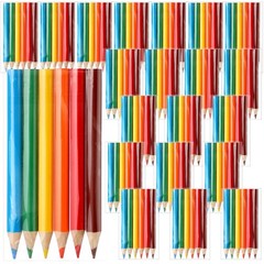 Mini Portable Short Colored Pencils Pre Sharpened Drawing 3.5 Inch 6 Colors