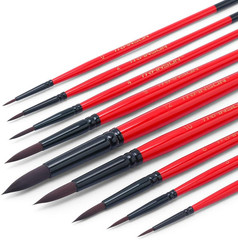 Transon round Paint Brush Set 9Pcs Synthetic Sable Hair for Acrylic Painting Wat