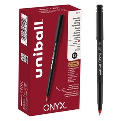 Uniball Onyx Rollerball Stick Pen 12 Pack, 0.7mm 12 Count (Pack of 1), Red