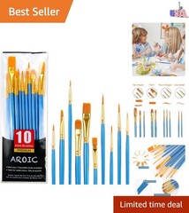 Durable 10-Piece Paint Brushes with Dowel Handles – Perfect for All Skill Levels