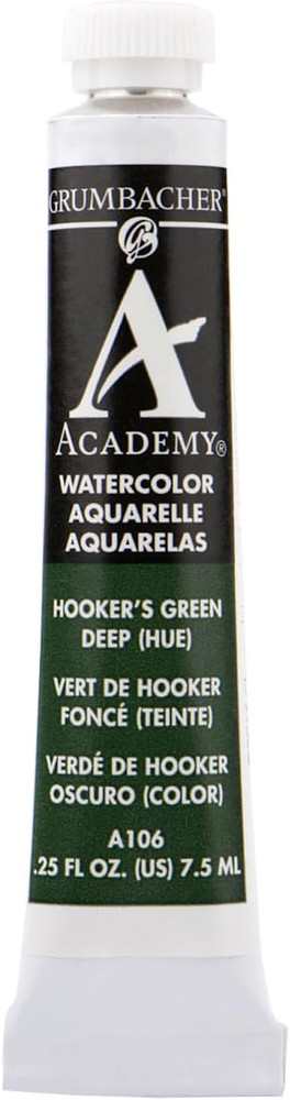 Academy Watercolor Paint, 7.5Ml/0.25 Oz., Hooker’S Green Deep Hue (A106)