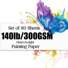 Watercolor Paper 8.5×11 inches 80 Sheets,Heavyweight Artist Paper 140lb/300GSM C