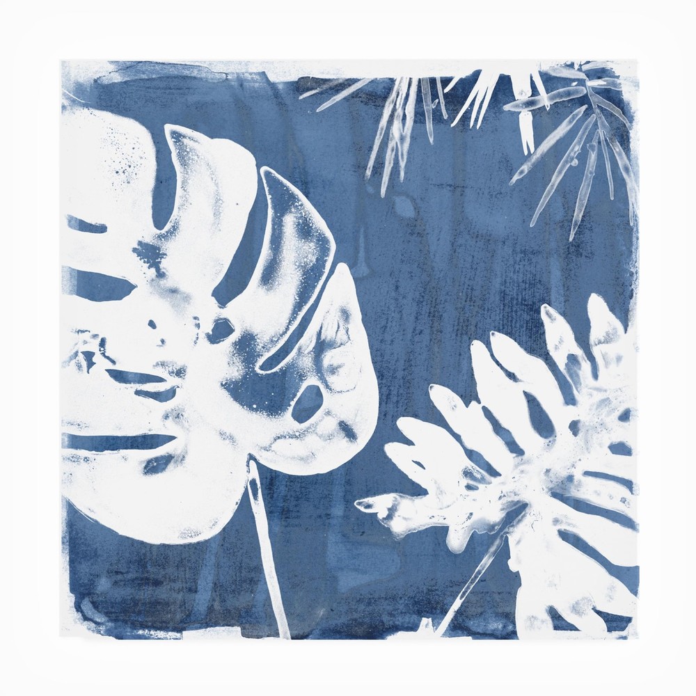 June Erica Vess ‘Tropical Indigo Impressions I’ Outdoor Canvas 18×18