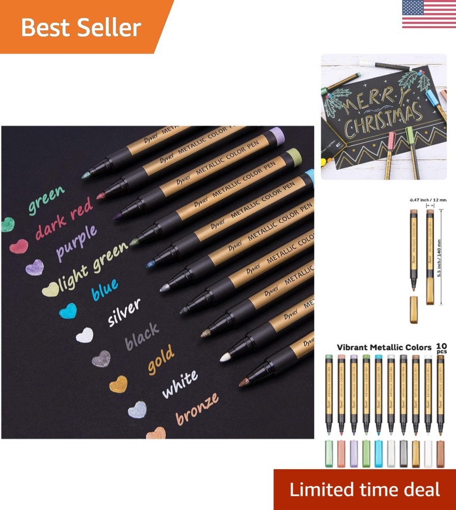 Water-Based Metallic Marker Set – 10 Colors for Rock Painting & Card Making