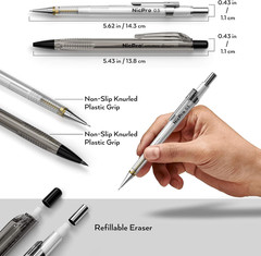 6PCS Art Mechanical Pencil Set, 4PCS Drafting Pencils 0.3 & 0.5 & 0.7 & 0.9 mm &