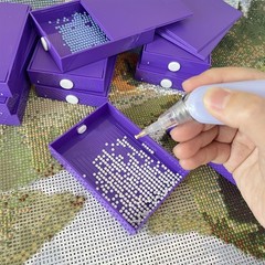 10 Pack Diamond Painting Trays with Lids, 4 x 2.8 Inches, New-purple(10 Pack)