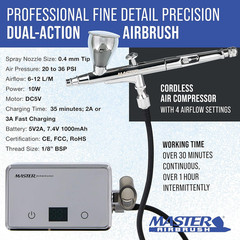 Cordless Airbrush System Kit – 20-36 PSI, Rechargeable Compressor for Artists