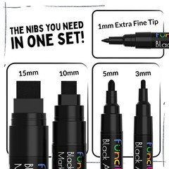 5 Acrylic Black Paint Pen – Fine Tip, Thin Point & Jumbo Pens (1mm, 3mm, 6mm,…