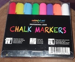NEW – OTHER! 8 x PROFESSIONAL, LIQUID, MULTI-COLOURED CHALK MARKERS ~ AGE 6+
