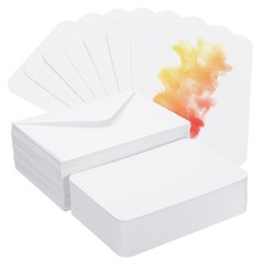 PATIKIL 50 Sets Pure Cotton Watercolor Cards 140lb/300 GSM Postcards White
