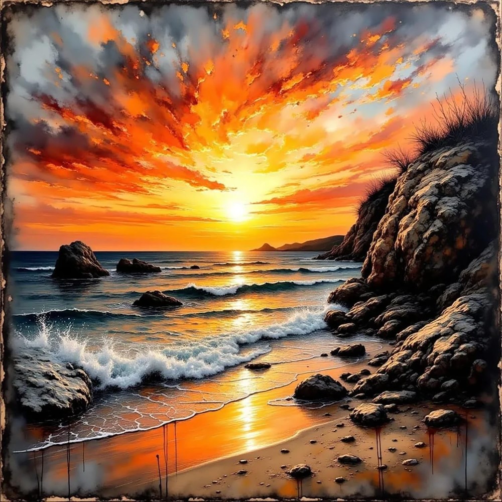 Sunset Sea Beach Paint by Numbers for Adults, DIY Paint by Numbers Kits for Adul