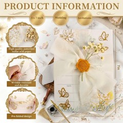 50 Set Wedding Invitations Wraps Set Pre Folded Vellum Jackets for 5 X 7 Invi…