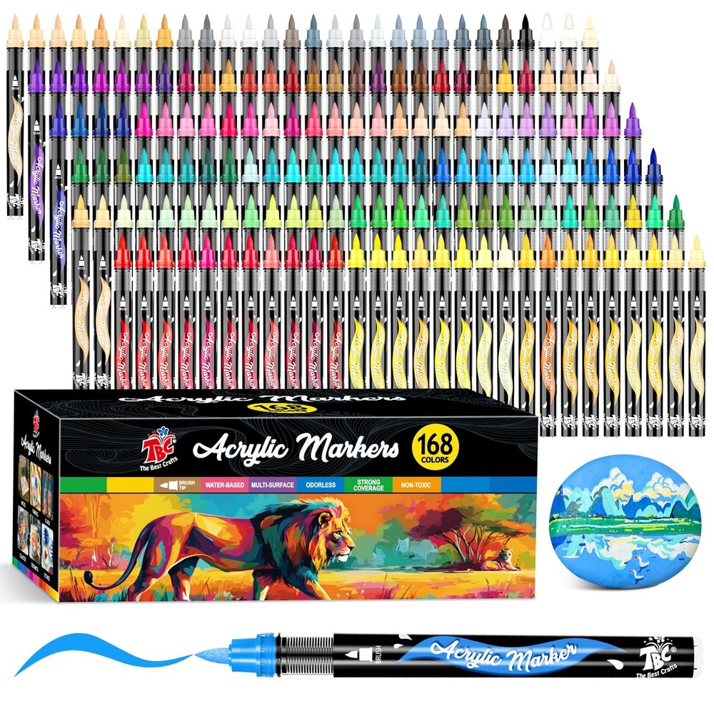 TBC The Best Crafts Acrylic Paint Markers, 168 Colors Water-Based Paint Pens …
