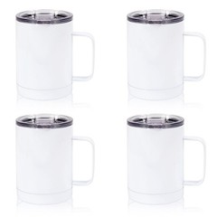 4Pcs 12oz Sublimation Skinny Tumbler Handle Coffee Mug SS w/Base