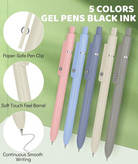 38 PCS Aesthetic School Supplies with Big Pen Case, 5 Black Ink Gel Pens, 12 Pas