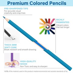 48 Colored Pencils Set Pre Sharpened Art Drawing Sketching Coloring Supplies