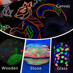 Artecho Glow in the Dark Paint 8 5.6 Fl Oz (Pack of 1), Glow&Neon-8 colors