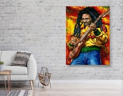 Bob Marley and Guitar Canvas Painting, Bob Marley Pop Art Wall Art, Wall Decor