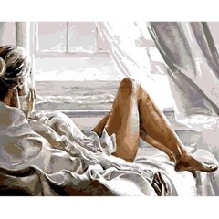 Paint By Numbers DIY Kit Woman in White 40CMx50CM Canvas