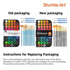 Shuttle Art 58 Pack Watercolor Paint Set, 11 Piece 48 Colors +10 Brushes