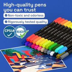 ARTISTRO 24 Precision Dual-Tip Acrylic Paint 1 Count (Pack of 24), Multicolor