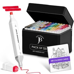JACK BROWN 120 Colors Alcohol Markers Set with Fine Chisel Dual Tip –