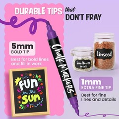 Chalkola Dual Tip Liquid Chalk Markers for Blackboard – (10 Pack, 1mm+5mm Fine,