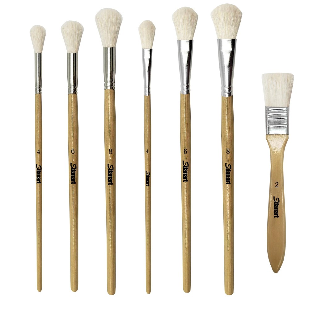 7pcs Professional Goat Hair Blend Mop Brush Set Gold Foil Gilding Brushes