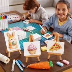 Foam Texture Painting Kit, 76 Pcs 3D Puffy Paint Drawing Set with Canvas & Sp…