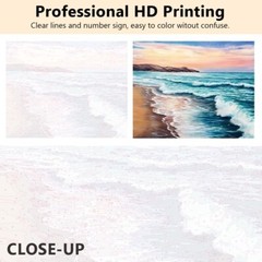 Colorful DIY Canvas Painting by Numbers – Beach Landscape for Adults, 16×20