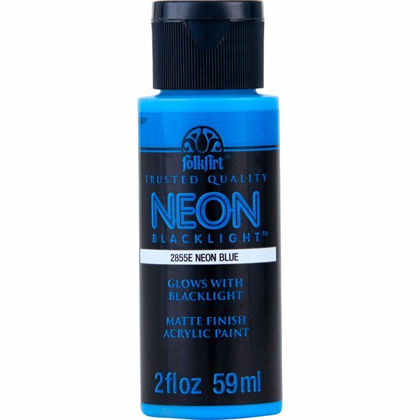 Neon Blue 2855 Fluorescent Glow Blacklight FolkArt Acrylic Paint Folk Art 2 oz