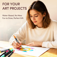120 Colors Acrylic Paint Markers, Dual Tip Fine and Brush Tips Pens Contain 24 M