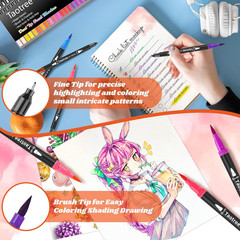 36 Colors Dual Tip Art Markers Pens for Adult Coloring Books, Artist Fin