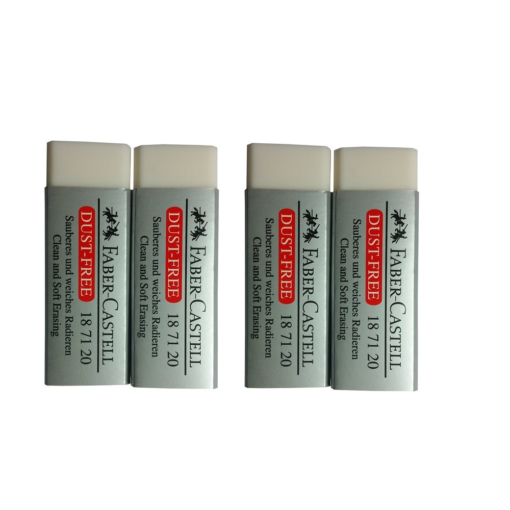 [Pack of 4] Faber-Castell LARGE Eraser Dust Free 4 Count (Pack 1), White