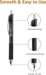 Retractable Gel Pens, 12-Count, Black Ink with Comfortable Grip & No Smudging