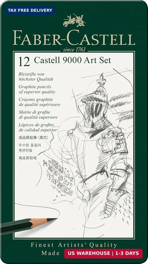 Faber-Castell 9000 Graphite Sketch Pencil Sets Art 8B – 2H set of 12