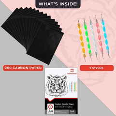 200 Sheets Black Carbon Paper for Tracing On Fabric | Carbon Paper for Tracing o