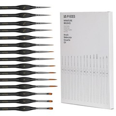 15 Pack Model Brushes Set, Fine Detailing Brushes for Watercolor, Oil, (Black)